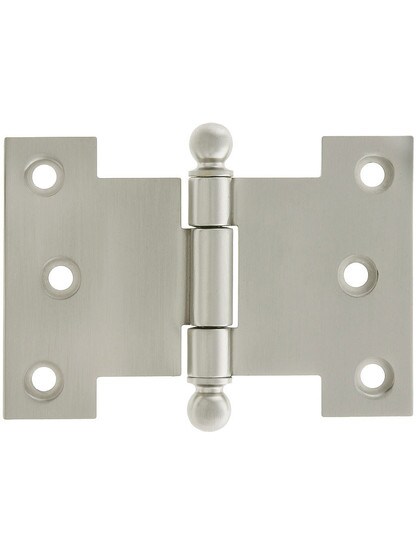 Solid-Brass Parliament Hinge with Ball Tips - 2 1/2 inch x 3 1/2 inch in Satin Nickel.